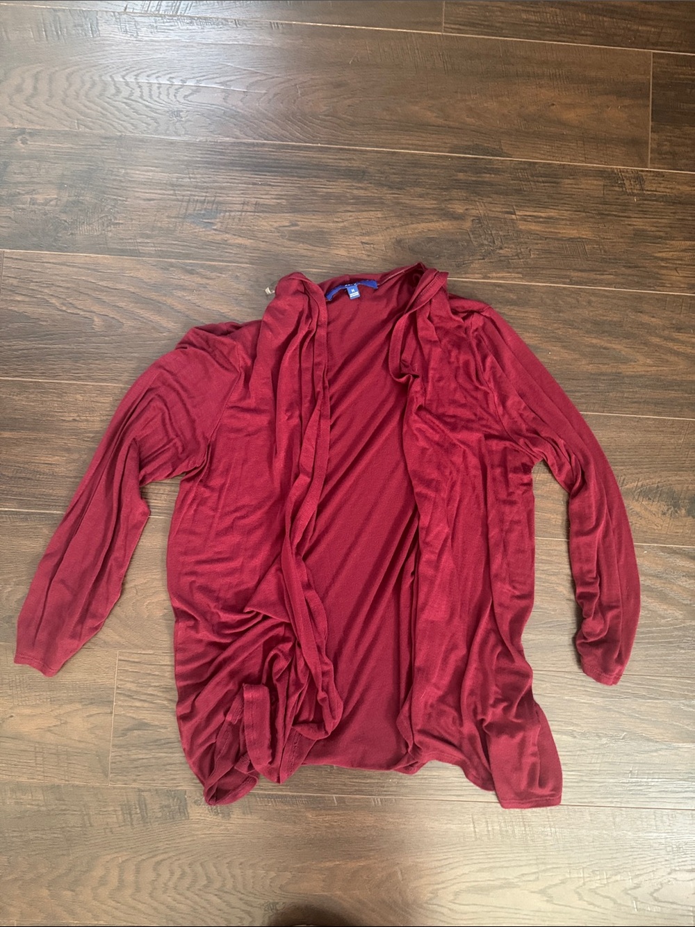 Women's Open-Front Burgundy Cardigan